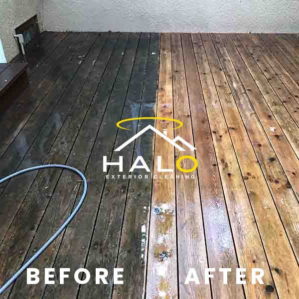 Deck cleaning, before and after