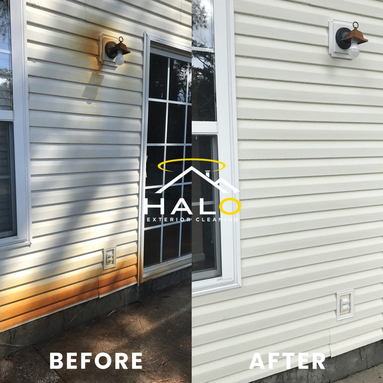 Rust stain removal, before and after